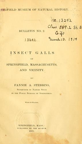 Insect Galls of Springfield, Massachusetts, and Vicinity
