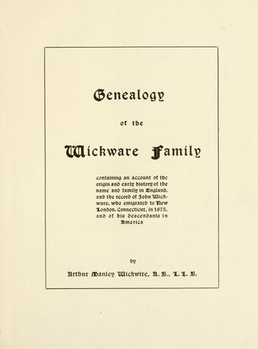 Genealogy of the Wickware Family