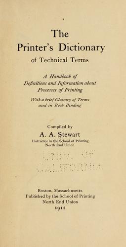The Printer's Dictionary of Technical Terms