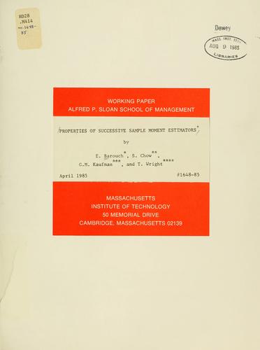 Properties of Successive Sample Moment Estimators