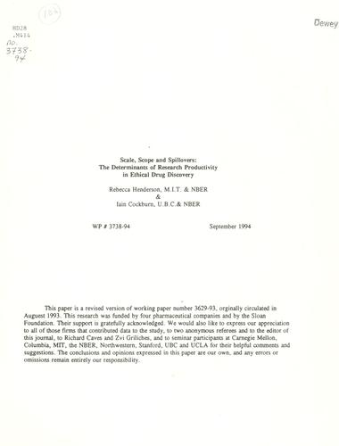 Scale, Scope and Spillovers