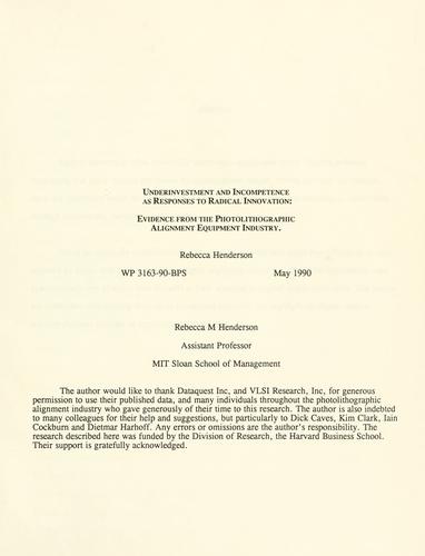 Underinvestment and Incompetence as Responses to Radical Innovation