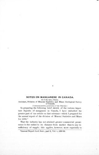 Notes on Manganese in Canada