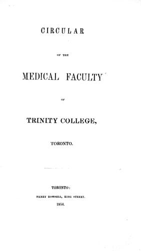 Circular of the Medical Faculty of Trinity College, Toronto