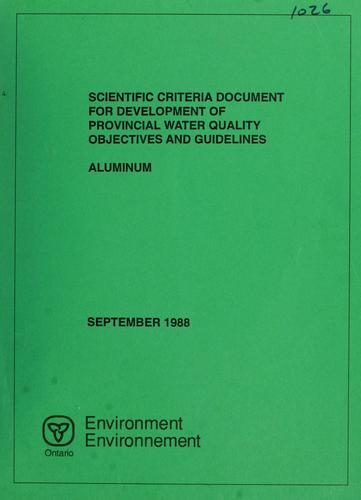 Scientific Criteria Document for Development of Provincial Water Quality Objectives and Guidelines