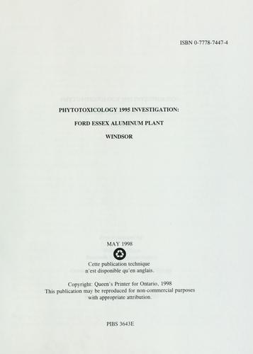 Phytotoxicology 1995 Investigation