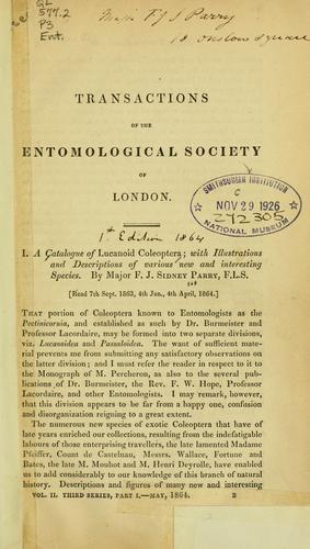A Catalogue of Lucanoid Coleoptera