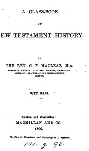 A Class-Book of New Testament History