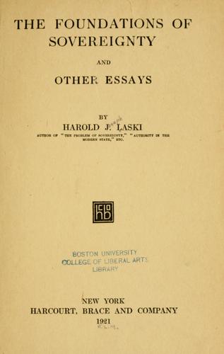 The foundations of sovereignty, and other essays