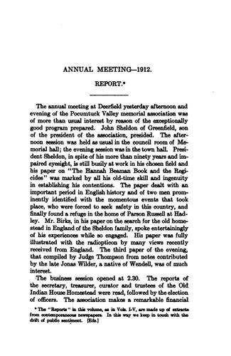 History and Proceedings of the Pocumtuck Valley Memorial Association