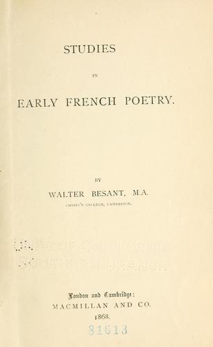 Studies in early French poetry