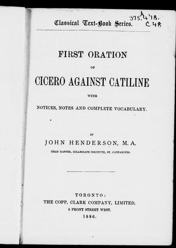 First Oration of Cicero Against Catiline