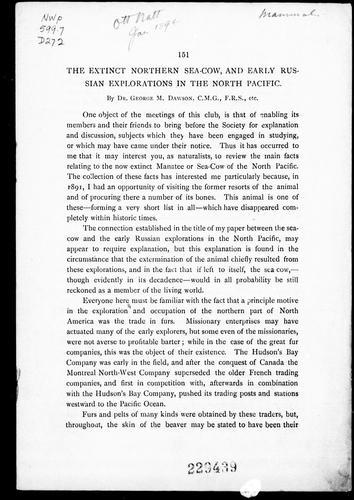 The extinct northern sea-cow, and early Russian explorations in the North Pacific