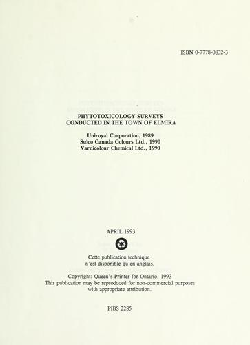 Phytotoxicology surveys conducted in the town of Elmira