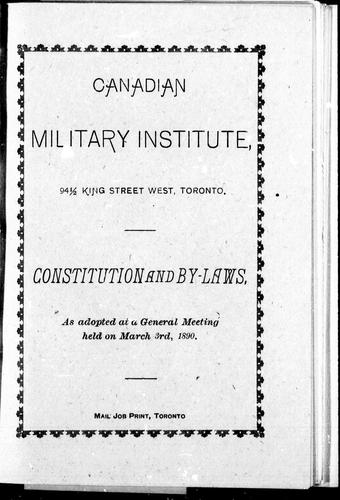 Constitution and by-laws, as adopted at a General Meeting held on March 3rd, 1890