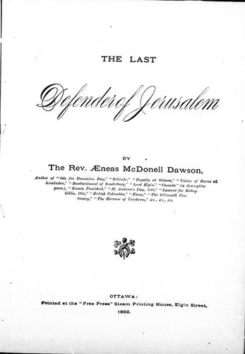 The Last Defender of Jerusalem
