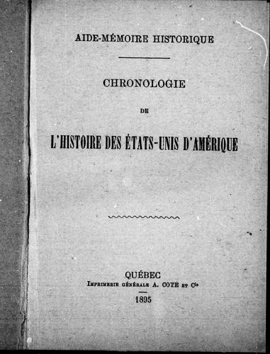 Chronologie de l'histoire des Etats-Unis d'Amérique