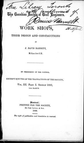 Workshops, their design and constructions