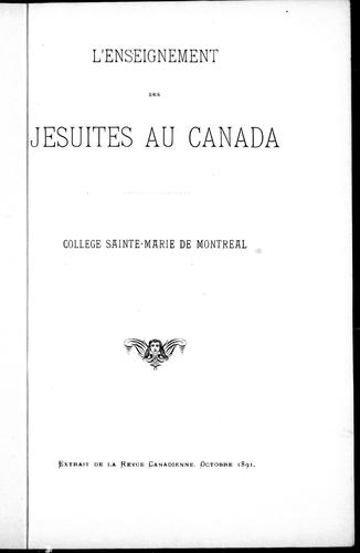 L' enseignement des jésuites au Canada