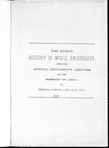 The Recent History of McGill University