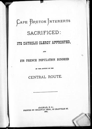 Cape Breton intererts [sic] sacrificed