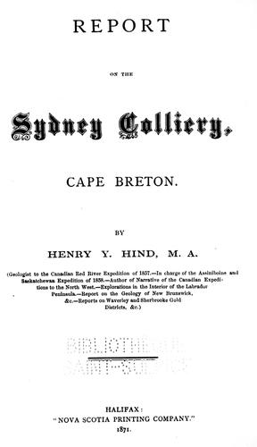 Report on the Sydney Colliery, Cape Breton