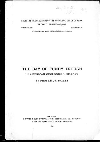 The Bay of Fundy Trough in American Geological History