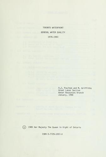 Toronto waterfront general water quality, 1976-1983
