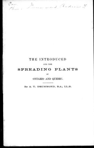 The Introduced and Spreading Plants of Ontario and Quebec