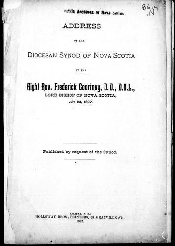 Address of the Diocesan Synod of Nova Scotia
