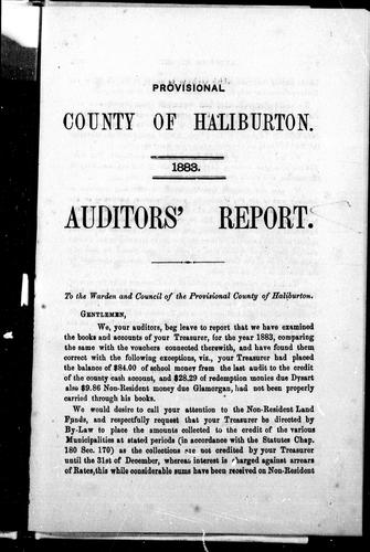 Provisional County of Haliburton, 1883, Auditors' Report