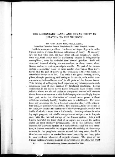 The Alimentary Canal and Human Decay in Relation to the Neurons