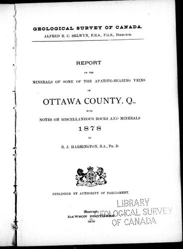 Report on the minerals of some of the apatite-bearing veins of Ottawa County, Q