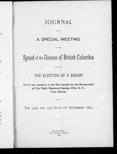 Report of the special session of the Synod of the Diocese of British Columbia