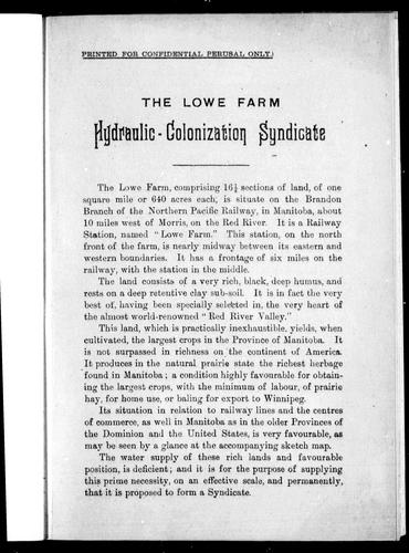 The Lowe Farm Hydraulic-Colonization Syndicate