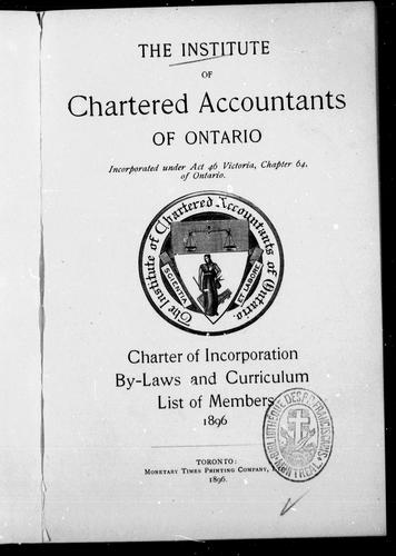 Charter of Incorporation, By-Laws and Curriculum, List of Members, 1896