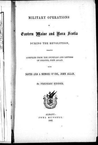 Military Operations in Eastern Maine and Nova Scotia During the Revolution