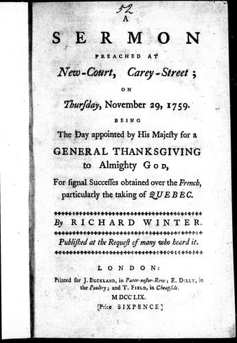 A sermon preached at New-Court, Carey-Street, on Thursday, November 29, 1759