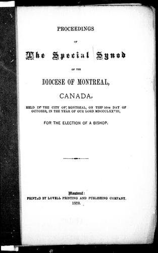 Proceedings of the Special Synod of the Diocese of Montreal, Canada