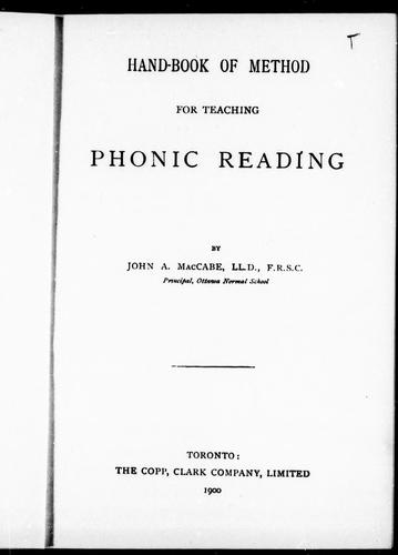 Hand-book of method for teaching phonic reading