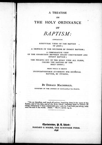 A Treatise on the Holy Ordinance of Baptism