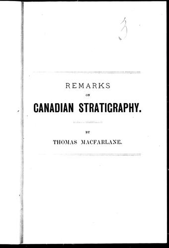 Remarks on Canadian Stratigraphy