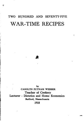 Two hundred and seventy-five war-time recipes