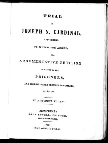 Trial of Joseph N. Cardinal, and others