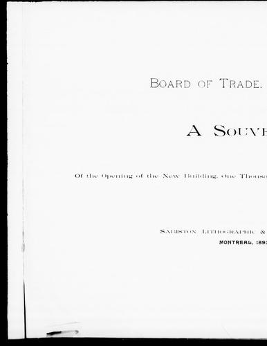 A Souvenir of the Opening of the New Building, One Thousand, Eight Hundred and Ninety-Three