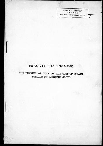 The Levying of Duty on the Cost of Inland Freight on Imported Goods