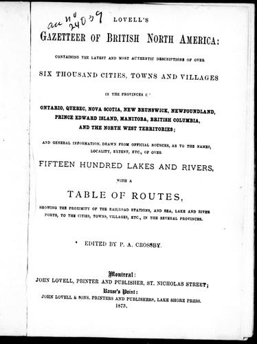 Lovell's gazetteer of British North America