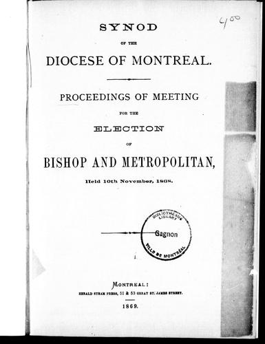 Adjourned meeting of the special synod of the Diocese of Montreal