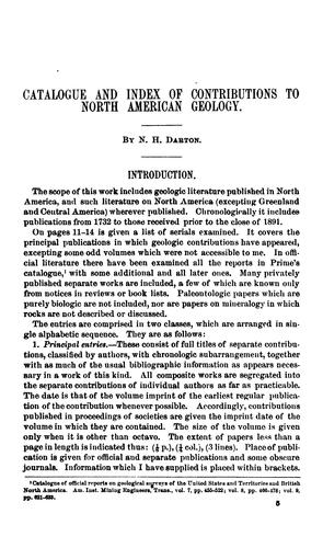 Catalogue and Index of Contributions to North American Geology, 1732-1891