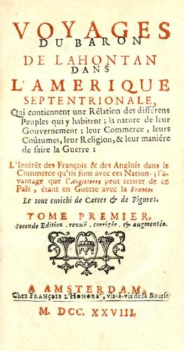 Voyages du baron de La Hontan dans l'Amérique Septentrionale
